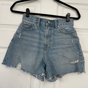BDG Light Blue Distressed High-Rise Jean Shorts